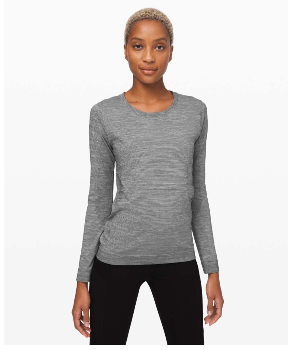 Lululemon Swiftly Relaxed Long Sleeve White Black Striped sz 8